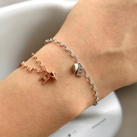 Bracciale vintage in acciaio inossidabile con catena a maglia e ciondoli a forma di cuore per donna, braccialetti con chiusura a T, gioielli.  36