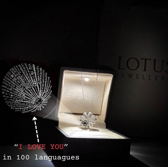 Collana personalizzata con proiezione di foto Collana personalizzata Ti amo in 100 lingue Ciondolo cuore in argento sterling Regali per la festa della mamma per la mamma Regali di San Valentino