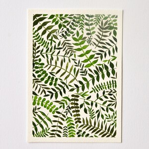 Carte "motif végétal"  - Aquarelle originale