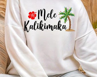 Mele Kalikimaka Hawaiian Tropical Christmas Sweatshirt, Aloha Holiday Shirt, Christmas Family Vacation Sweater, Christmas Holiday Party Tee