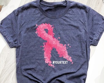 Breast Cancer Awareness Pink Ribbon Team Tshirts, Custom Breast Cancer Support Shirt, Breast Cancer T-Shirt, Personalized Breast Cancer Tees