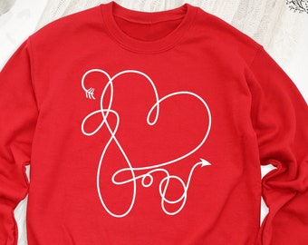 Eros Arrow Sweethearts Sweater, Love Heart Honeymoon Hoodie, Amour Passion Outfit, Sympathy love Clothing, Eros Arrow Valentines Day Outfit