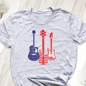 American Flag Guitarist Patriotic T-Shirt, 4th Of July Guitarist Shirt, US American Flag Guitar Musician Tee, Player Electric Guitarist Tees