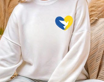 Sudadera con capucha y corazón de la bandera de Ucrania, sudadera con capucha de apoyo a Ucrania, sudadera con capucha de protesta de Ucrania, sudadera de manga larga de apoyo a Ucrania