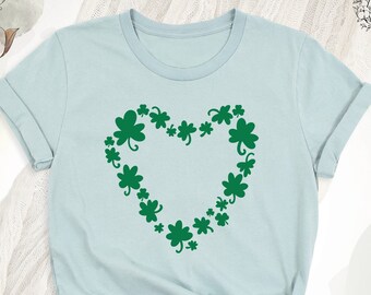 Heart Clover Love Shamrock Shirt, Lucky Charm Shirt, Saint Patrick's Day Outfit, Luck Clover St Patty's Day Shirt, Irish Clover Clothing
