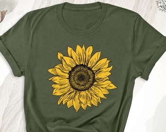 Sunflower Graphic Summer Tops Tees Shirts, Sunflower Shirts For Women, Inspirational Tee, Women's Sunflower T Shirts, Summer Sunflower Shirt