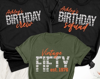 Custom Birthday 50th Shirt Vintage 1976 T-Shirt, Birthday Crew Shirts, Birthday Squad Shirt, Custom 1976 Party Tee, Matching Birthday Shirts