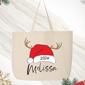 Custom Christmas Tee Tote Bag, Personalized Christmas Tee Bags, Christmas Party Bag, Holiday Tee Bag, Christmas Bags With Name, Xmas Bag
