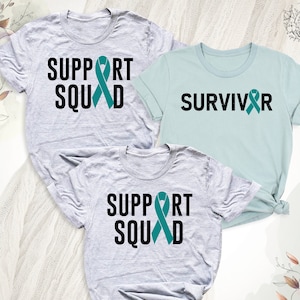 Cervical Cancer Awareness Support Squad T-Shirt, Teal Ribbon Shirt, Ovarian Cancer Awareness Shirt, Cervical Cancer Shirts, Survivor Tee