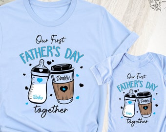 Camisetas para el primer Día del Padre, camisetas para papá y bebé, camisetas para papá primerizo, conjuntos para papá, hijo e hija, camisetas para el primer Día del Padre para niño y niña.