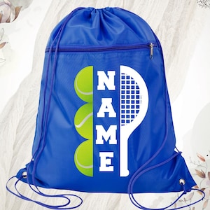 Personalized Tennis Bag, Custom Tennis Bag, Paddle Tennis Bag, Tennis Player Drawstring Bags, Tennis Gym Bag, Tennis Name Kids Adult Bags