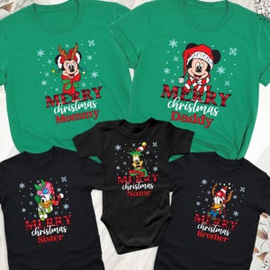 Custom Disney Family Christmas T-Shirt, Matching Christmas Disney Tees, Disney Character Christmas Shirt, Merry Christmas Disney Trip Shirt