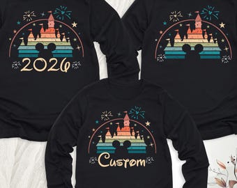 Custom Disney Family Shirt Long Sleeve, Personalized Disney Family Shirt, Family Disneyworld Sweatshirts, Disneyland Castle Sweater Hoodie