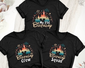 Disney 21st Birthday Party T-Shirt, Disney Birthday Crew Shirt, Disney Birthday Squad Tee, Minnie Mickey 21st Birthday Outfit, 21 Years Bday