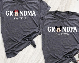 Custom Disney Grandma Grandpa Shirts, Custom Est Disney Family Matching Trip T-Shirt, Disney Grandpa Uncle Auntie Nana Papa Grammy Tee
