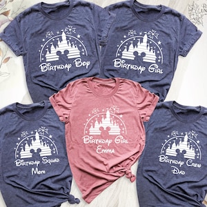 Custom Disney Birthday Shirt Girl Boy Tee, Disney Birthday Party T-Shirt, Disney Trip Family Bday Shirt, Disney Crew Shirt, Disney Squad Tee