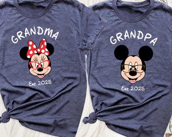 Custom Disney Grandma Grandpa Est Shirt, Grandma Disney Trip Shirt, Disney Grandpa Shirt, Disney Grandparents Shirt, Disney World Grammy Tee