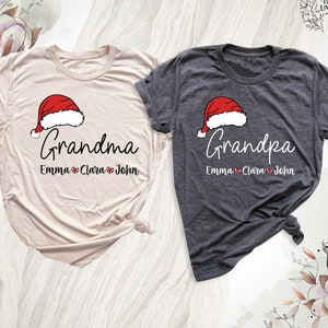 Custom Christmas Grandma Grandpa Shirt Matching Family Christmas T-Shirt Custom Grandkids Name Tee Personalized Christmas Nana Papa Shirt 画像 4