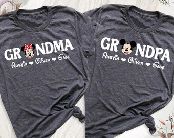 Custom Disney Grandma Kids Name Shirts, Custom Name Disney Family Matching Trip T-Shirt, Disney Grandpa Uncle Auntie Nana Papa Grammy Tee