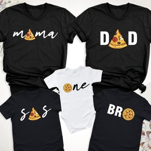 Family Pizza T-Shirt, Pizza Pie & Slices Shirt, Pizza Slice Mom Dad Bro One Baby Son Daughter Matching Shirt, Pizza Theme Birthday Party Tee