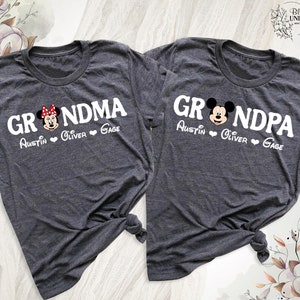 Custom Disney Grandma Kids Name Shirts, Custom Name Disney Family Matching Trip T-Shirt, Disney Grandpa Uncle Auntie Nana Papa Grammy Tee
