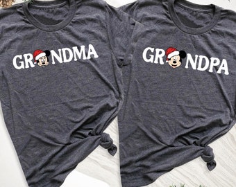 Disney Grandma Grandpa Christmas Shirts, Minnie Grandma T-Shirt, Mickey Grandpa Tee, Christmas Grandparents Shirt, Disney Family Trip Shirt