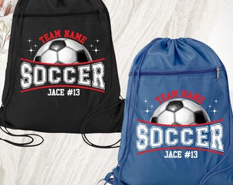 Personalized Soccer Backpack, Soccer Team Bag, Custom Sports Backpack, Custom Soccer Drawstring Bag, Soccer Backpack With Name Number Bag