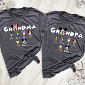 Custom Disney Grandma Kids Name Shirt, Personalized Name Disney Family Matching Trip Shirt, Disney Grandpa Uncle Auntie Nana Papa Grammy Tee