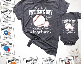 First Fathers Day Shirt, Baseball Dad Shirt, Daddy Me Matching Set Shirt, Custom Baby Shirt, Baseball New Dad Shirt, Sports Father Day Shirt