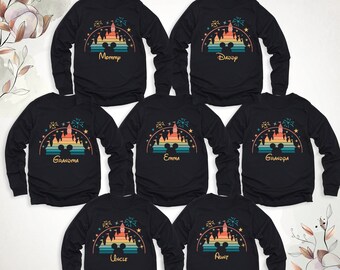 Disney Custom Family Shirt Long Sleeve, Personalized Disney Family Shirt, Family Disneyworld Sweatshirts, Disneyland Castle Sweater Tees