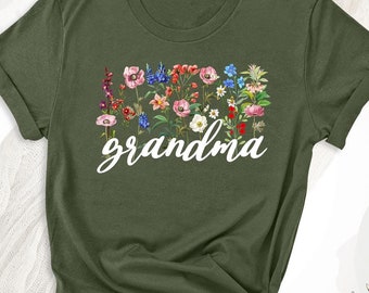 Camiseta de abuela con flores, camiseta de abuela con flores silvestres, camiseta del Día de la Madre, camiseta de abuela con flores, camiseta de abuela, camiseta de Gigi Mimi, camiseta de Nana