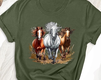 Camiseta "Amor por los caballos", "Amante de los caballos", "Camiseta vaquera para hombre y mujer", "Camiseta divertida con caballos", "Camiseta con caballos"