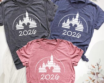 Disney Family Trip 2026 Tee Shirt Custom Disney Trip T-Shirt, Disney Castle 2026 Shirts, Disney 2026 Family Vacation Tee, Disney Family Tees