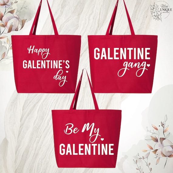Galentine Gang Tote Bag Happy Galentines Day Bag, Gal Pal Crew Zippered Tote Bag, Friends Valentine Bag, Galentines Tote Bags, Galentine Bag