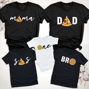 Family Pizza T-Shirt, Pizza Pie & Slices Shirt, Pizza Slice Mom Dad Bro One Baby Son Daughter Matching Shirt, Pizza Theme Birthday Party Tee image 4