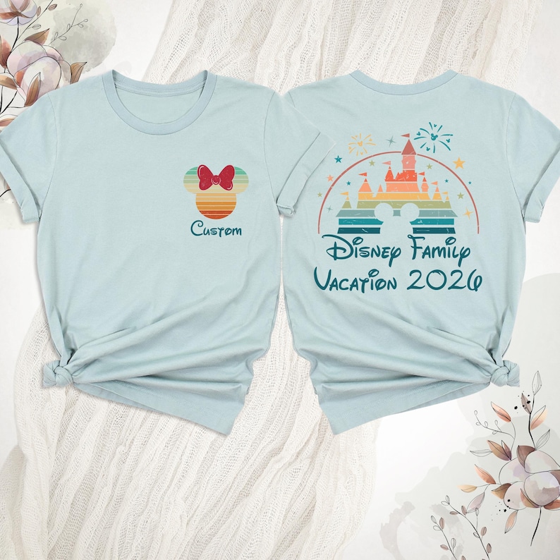 Camiseta personalizada de Disney Family Vacation 2026, camiseta Disney de dos caras, camiseta de viaje a Disney, camiseta de Disneyland, camiseta de pareja Disney, camiseta Disney personalizada imagen 5