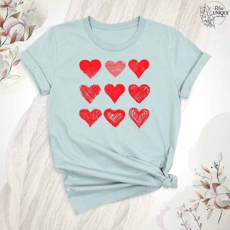 Tiny Red Sweethearts Shirt, Valentines Day Love Red Color Hearts Shirt, Amour Passion Outfit