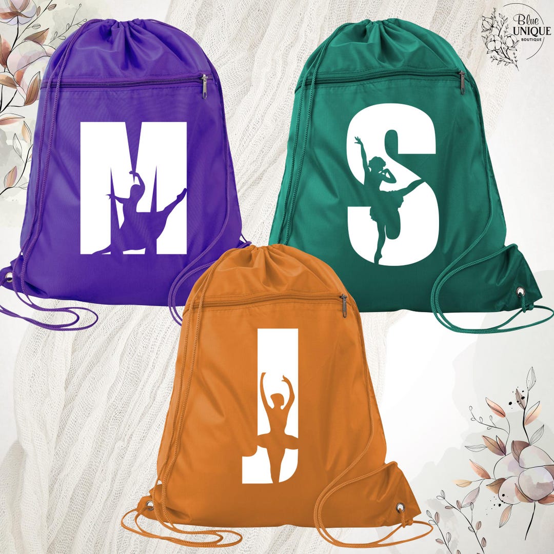 Custom Name Letter Ballet Backpack, Ballet Dance Drawstring Bag, Girls ...