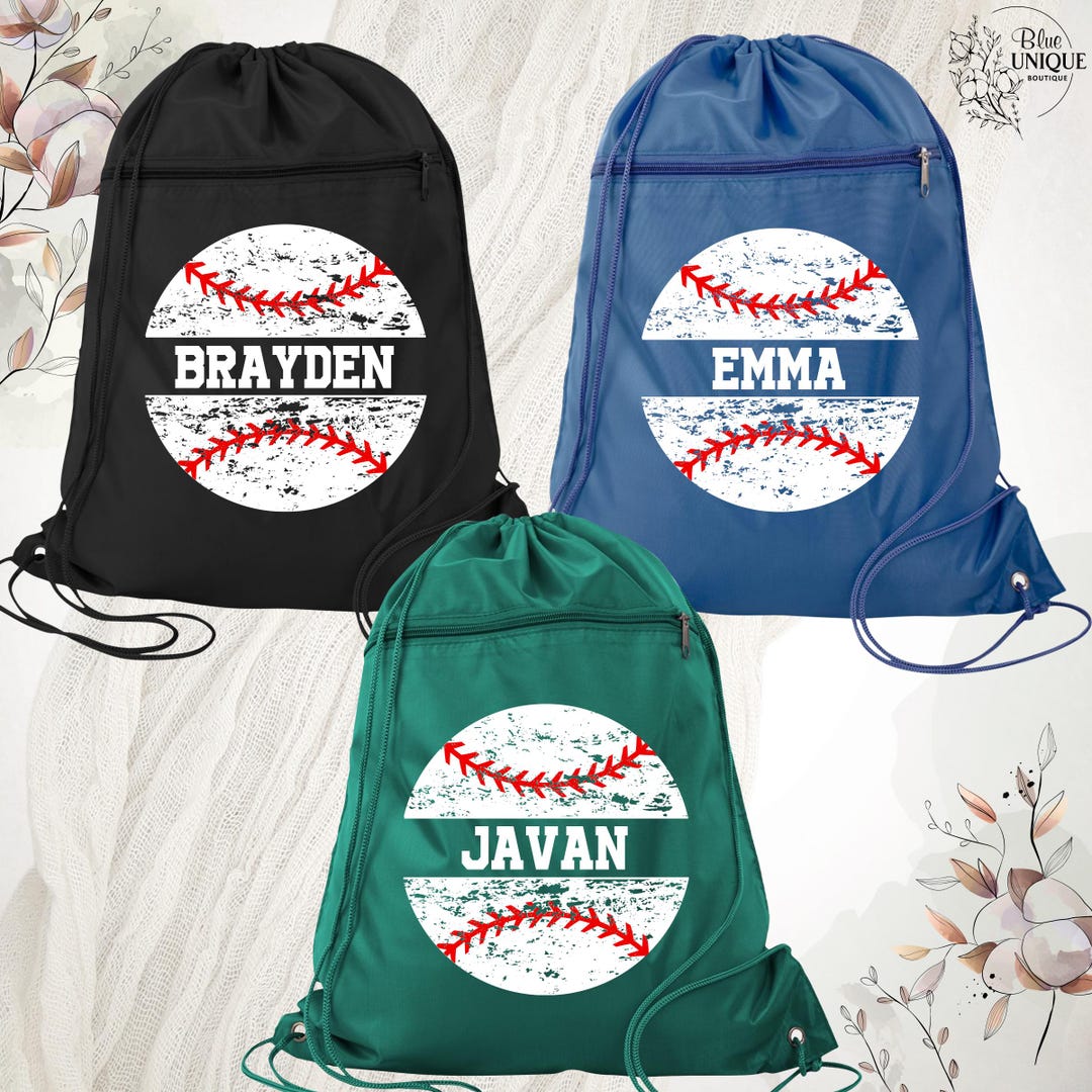 Personalized Baseball Backpack, Custom Baseball Drawstring Bag ...
