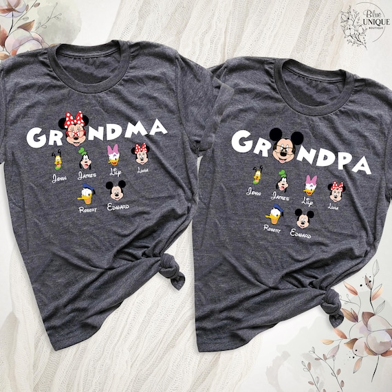 Custom Disney Grandma Kids Name Shirt, Personalized Name Disney Family Matching Trip Shirt, Disney Grandpa Uncle Auntie Nana Papa Grammy Tee