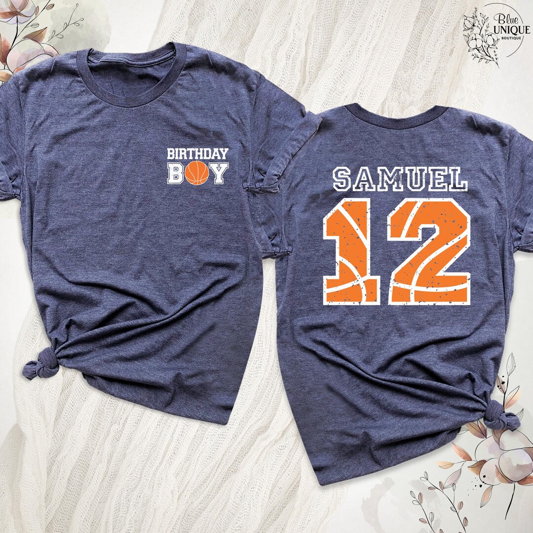 thumbnail image 2 of Gildan Birthday Boy Custom Name & Age T-Shirt – Family Matching Basketball Design, 100% Cotton 2 of 4