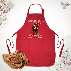 Delantal "Puedo parecer tranquilo", delantal de pollo sarcástico, delantal de dueño de pollo divertido, delantal de chica de granja, delantal de mamá de pollo divertido, delantal de pollo con humor imagen 9