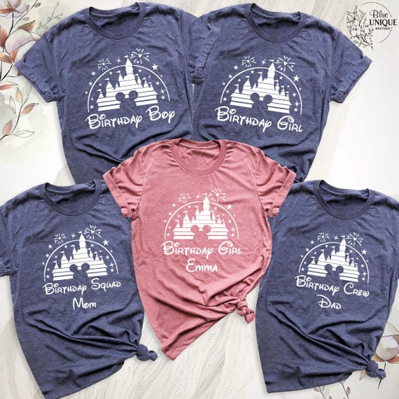 Custom Disney Birthday Shirt Girl Boy Tee, Disney Birthday Party T-Shirt, Disney Trip Family Bday Shirt, Disney Crew Shirt, Disney Squad Tee