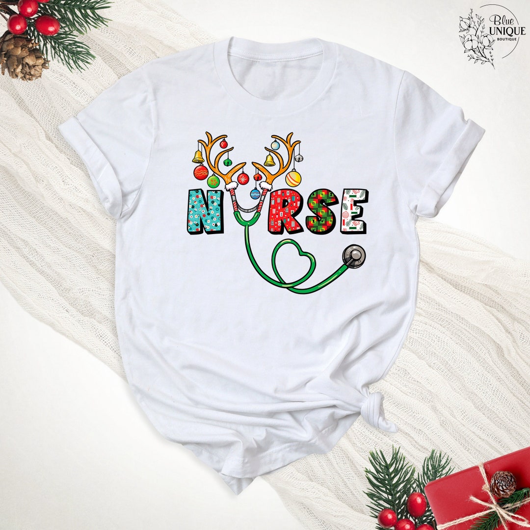 Nurse Christmas Lights Reindeer Antlers Shirt, Christmas Nursing