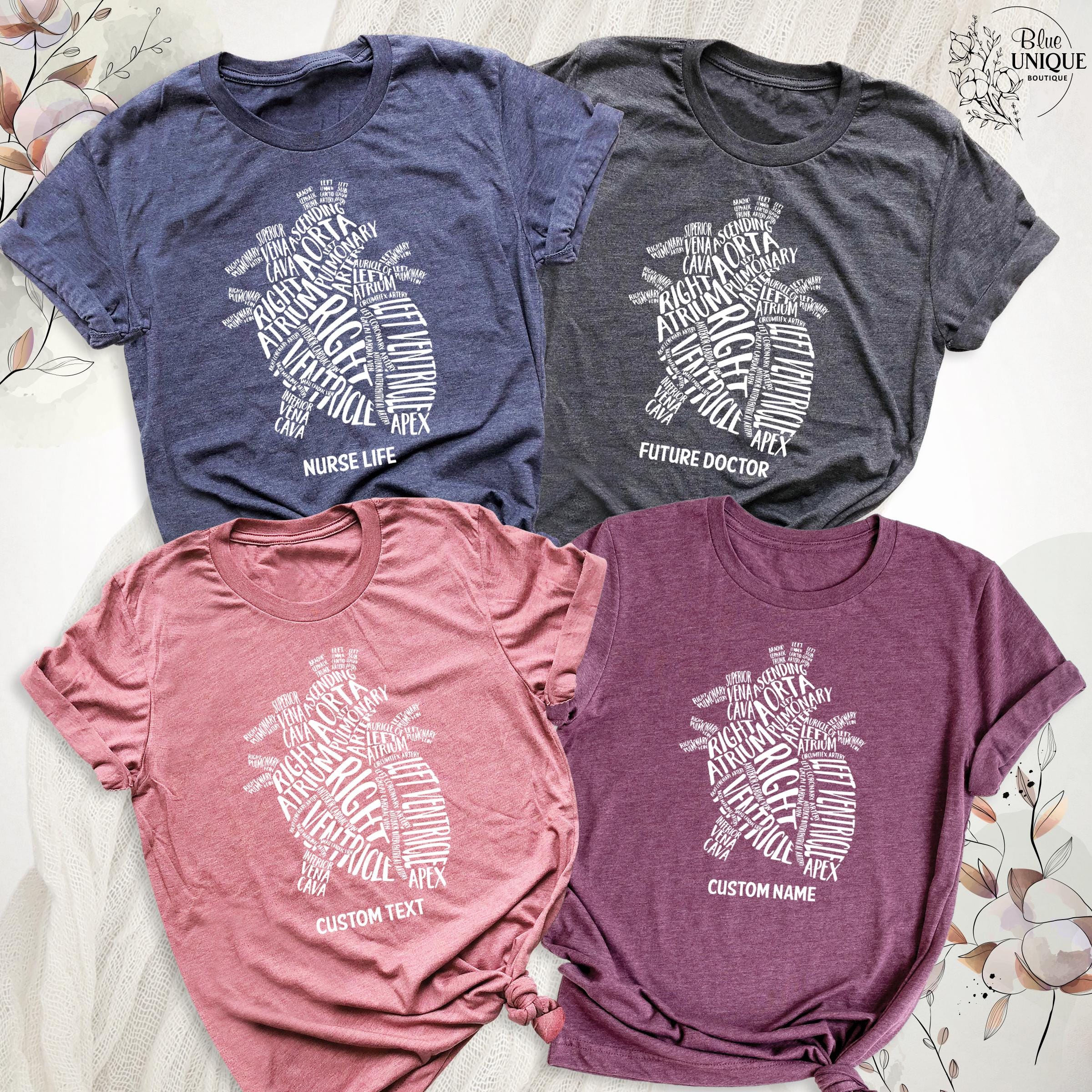 Anatomy Heart Shirt, Custom Cardiology Student Tee, Nursing School