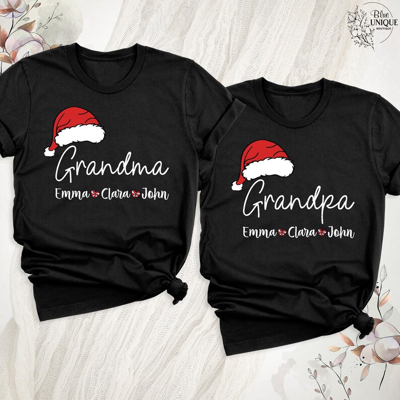 Custom Christmas Grandma Grandpa Shirt Matching Family Christmas T-Shirt Custom Grandkids Name Tee Personalized Christmas Nana Papa Shirt 画像 8