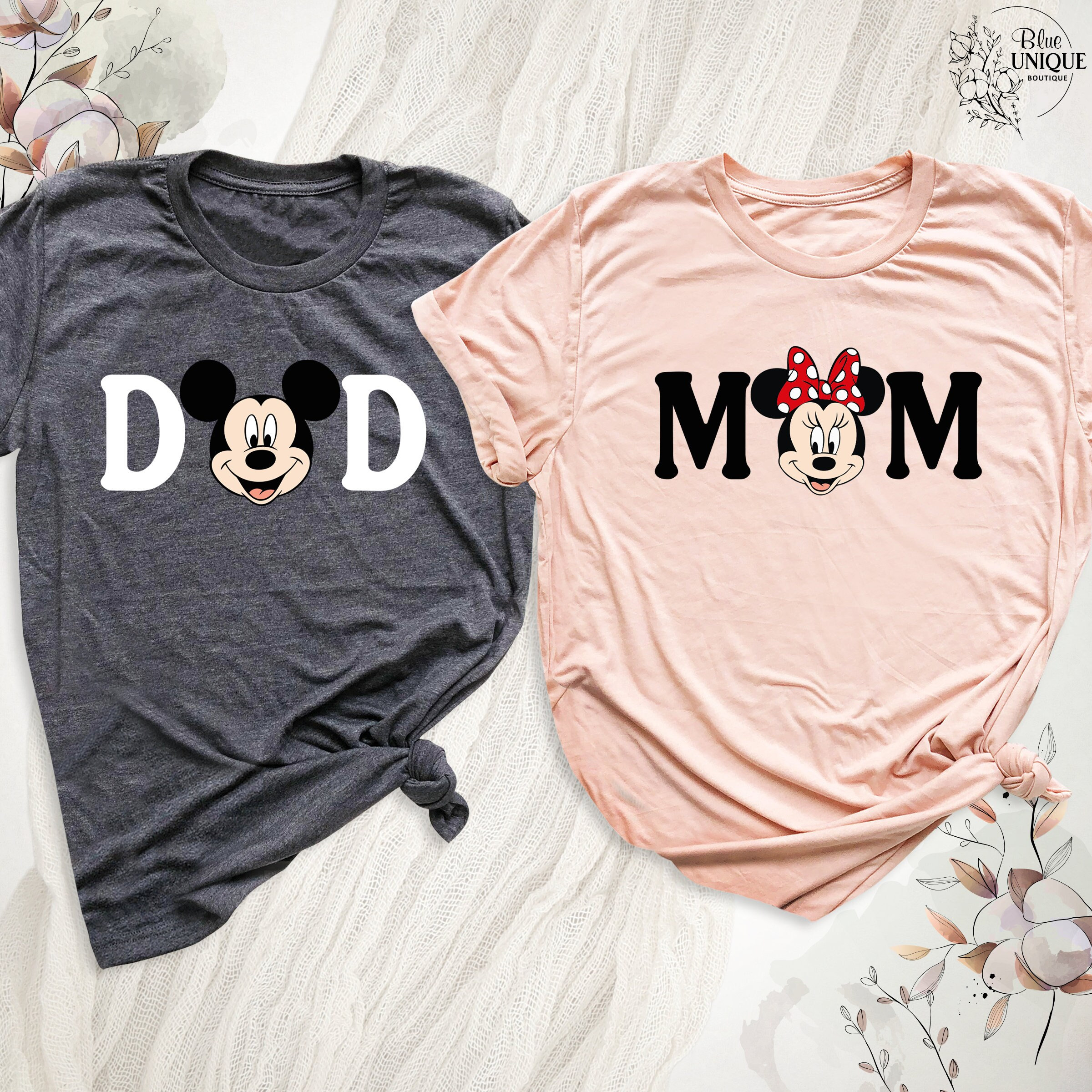 Minnie Mom Mickey Dad Tee Shirt, Family Couple Matching Outfits