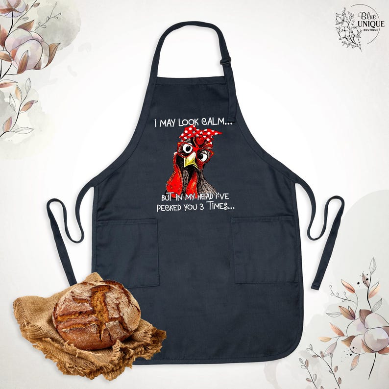 Delantal "Puedo parecer tranquilo", delantal de pollo sarcástico, delantal de dueño de pollo divertido, delantal de chica de granja, delantal de mamá de pollo divertido, delantal de pollo con humor imagen 10