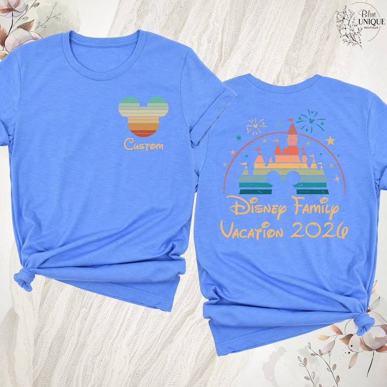 Camiseta personalizada de Disney Family Vacation 2026, camiseta Disney de dos caras, camiseta de viaje a Disney, camiseta de Disneyland, camiseta de pareja Disney, camiseta Disney personalizada imagen 11