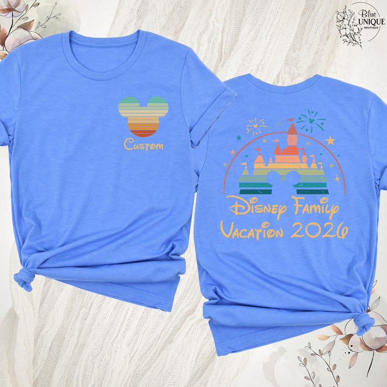 Camiseta personalizada de Disney Family Vacation 2026, camiseta Disney de dos caras, camiseta de viaje a Disney, camiseta de Disneyland, camiseta de pareja Disney, camiseta Disney personalizada imagen 6